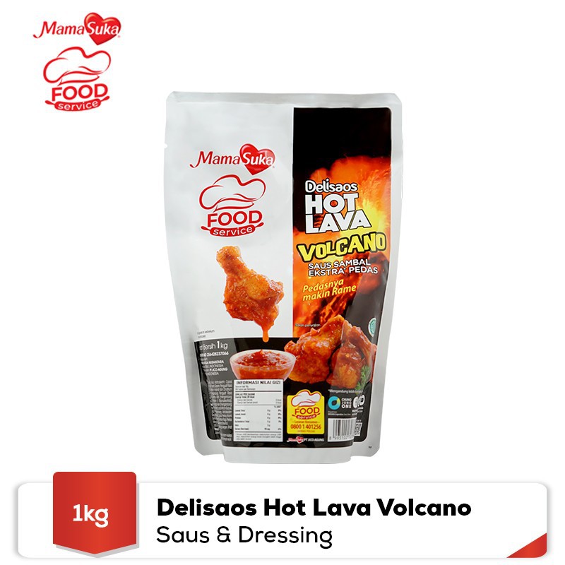 Jual Mamasuka Delisaos Hot Lava Volcano 1kg Saos Sambal Extra Pedas 1