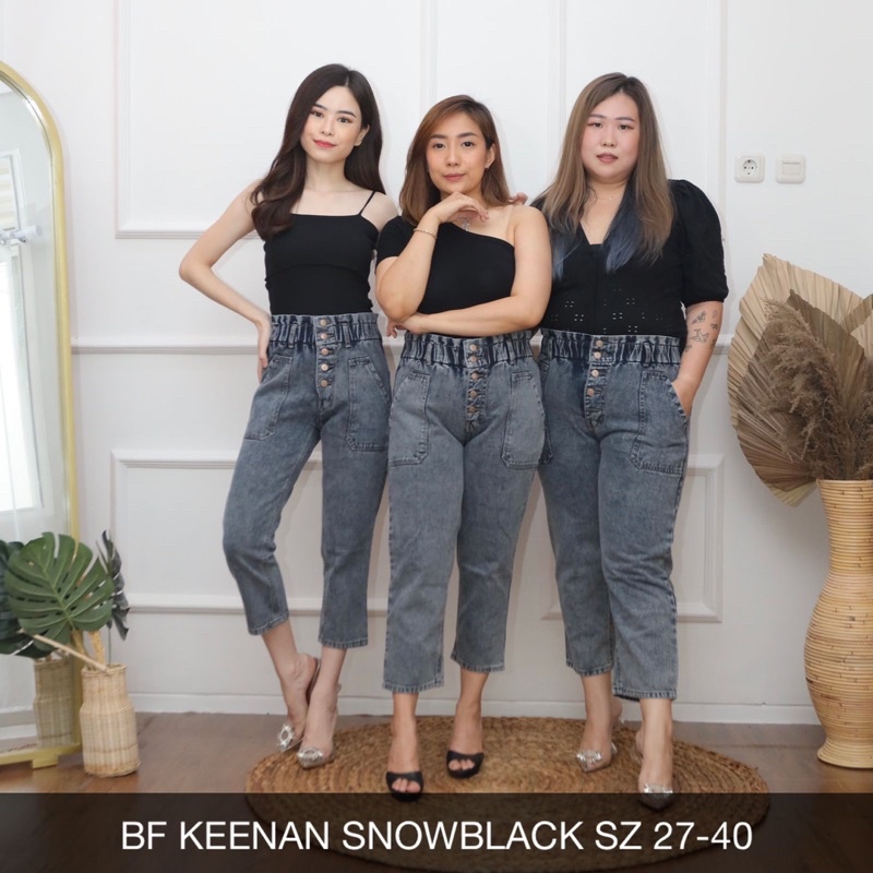 ( SIZE 27-40 ) RUBBER BOYFRIEND KEENAN SNOWBLACK NORMAL SIZE BIGSIZE SOPHOMORE SHOP CELANA WANITA