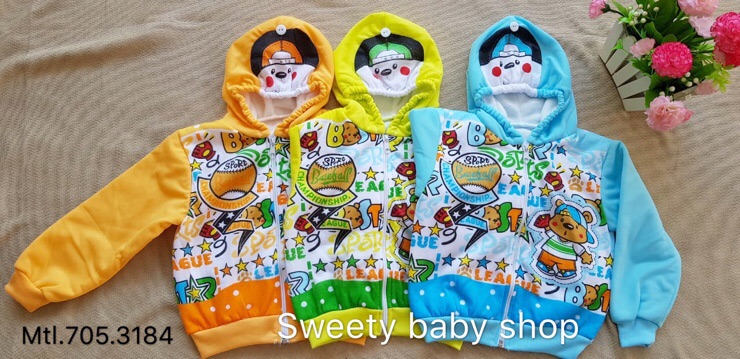 Jaket bayi topi telinga binatang full print 6-12m lucu murah / mantel bayi sapi jerapah kelinci