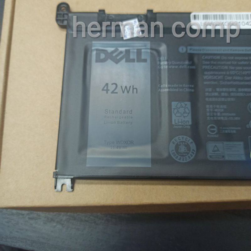 Baterai Dell Inspiron 14 14-7000 14-7460 14-7472 P74G P74G001 Type WDXOR 42WH Original