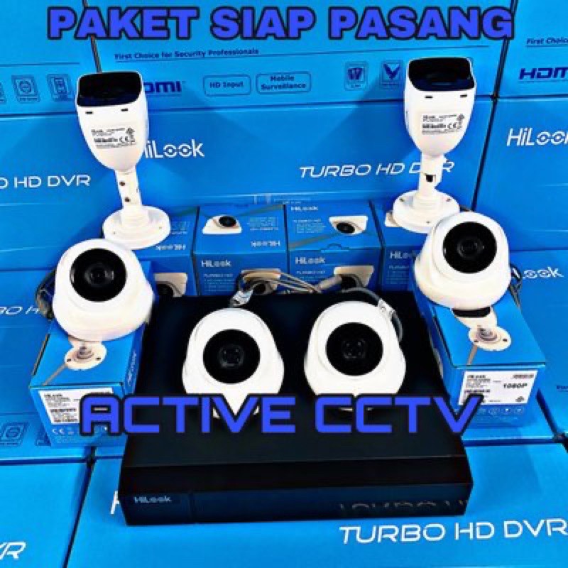 PAKET KAMERA CCTV HILOOK 2MP 6 CAMERA 8 CH CHANNEL 1080p FULL HD KOMPLIT SIAP PASANG 8ch 8channel