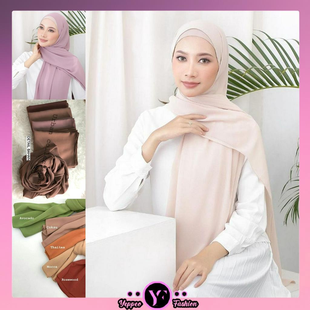 •YF• HJ182 Heavy Chiffon Pashmina Arabian Pashmina Premium Quality Chiffon Hijab Import Hijab