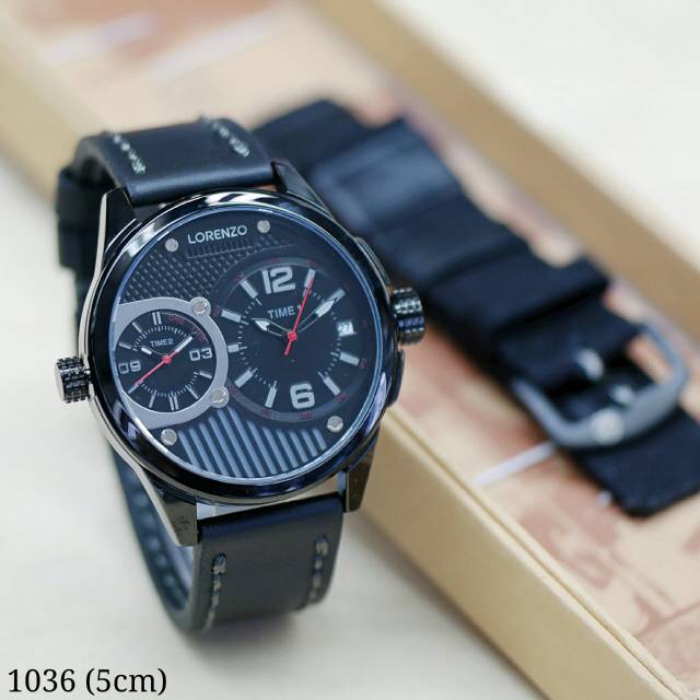 Jam Tangan Pria Lorenzo Original Dual Time Water Resist