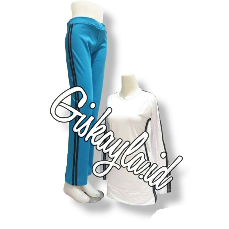 Setelan celana senam panjang baju senam celana senam panjang - PUTIH TURKISH