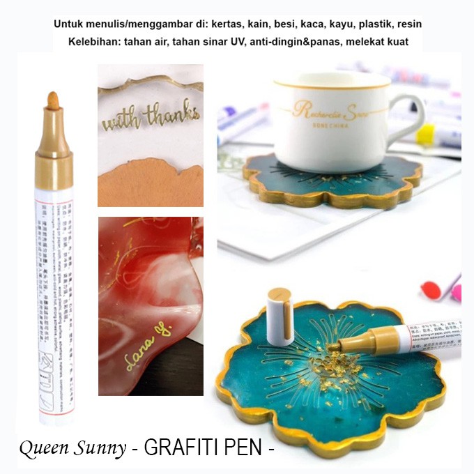 

Pena Grafiti Menulis & Menggambar di Resin Pena Cat Pen Spidol Tinta Emas