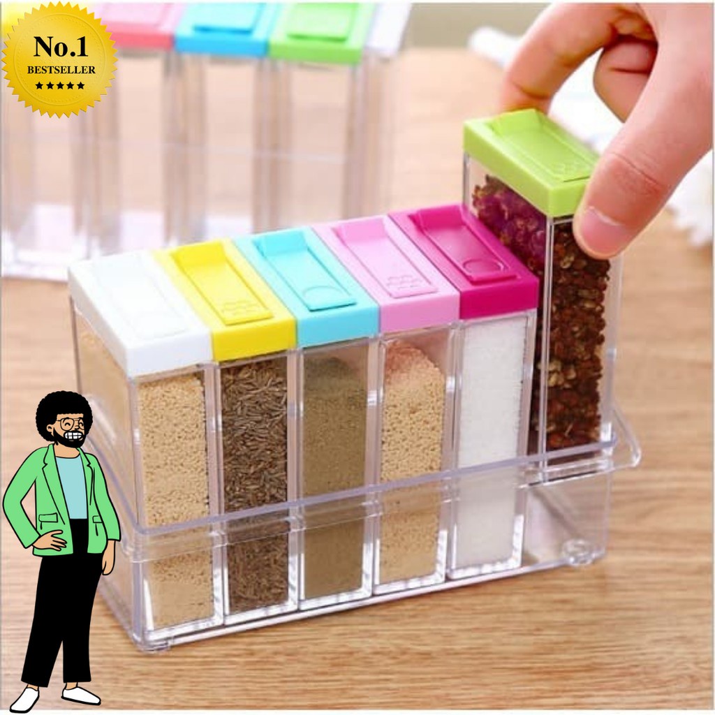 TEMPAT BUMBU SET 6 IN 1 SEASONING SIX PIEC SET wadah serba guna multi color seasoning