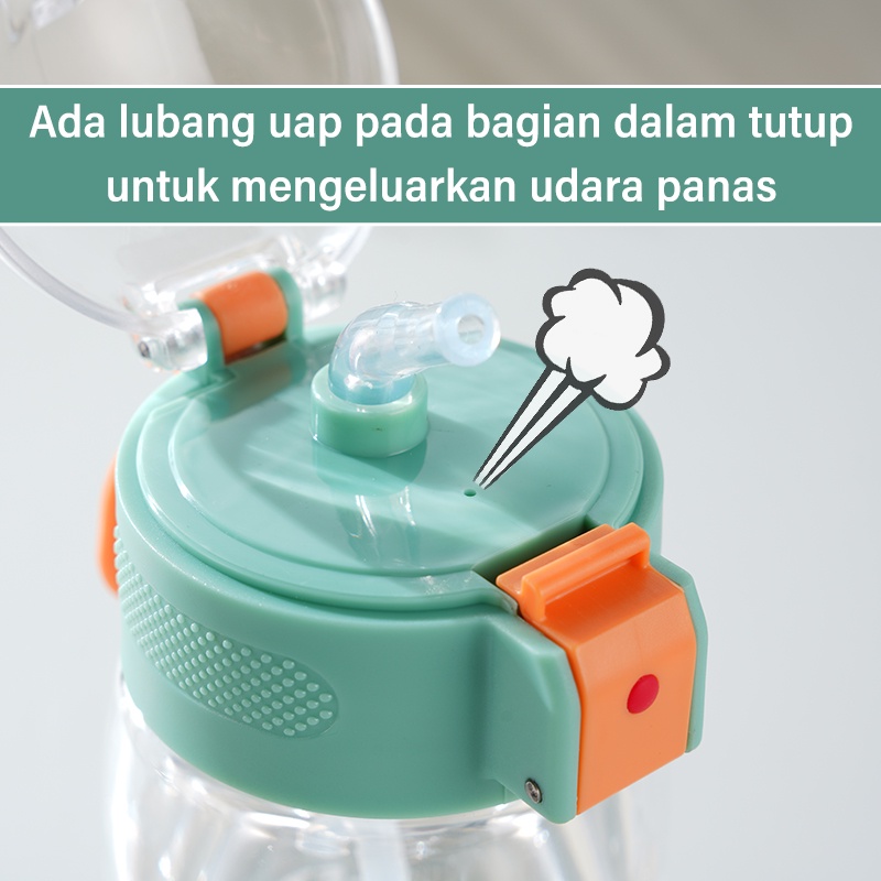 Letyeah &amp; Kaizenliving Botol Minum Sedotan Anak Motif Kartun Cute 500ml/botol anak laki laki dan perempuan