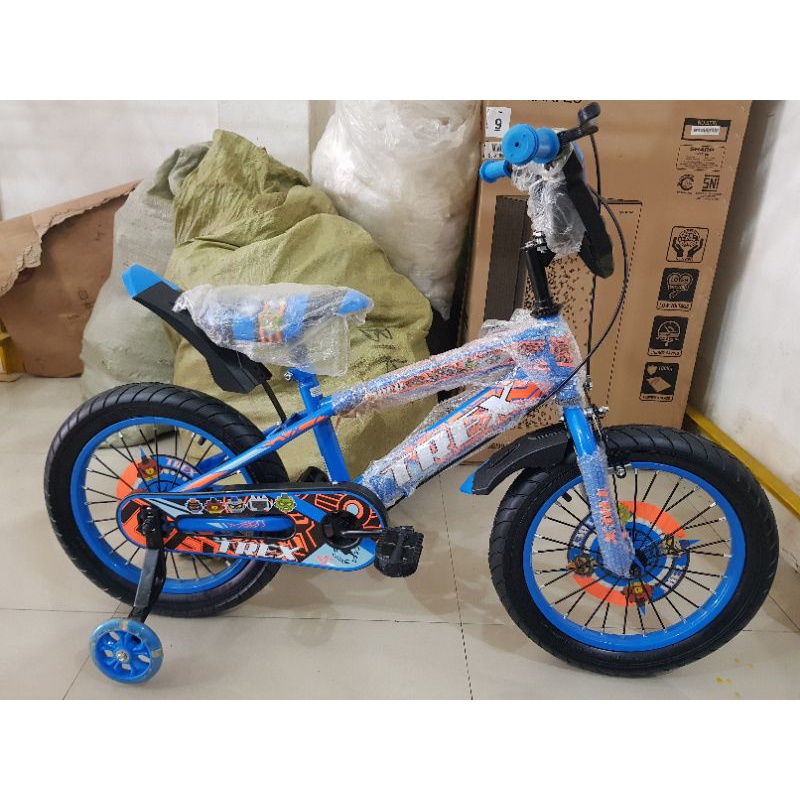 Sepeda Anak Sepeda BMX 16 inch TREX ( BAN JUMBO ) ( Warna Biru~Orange )