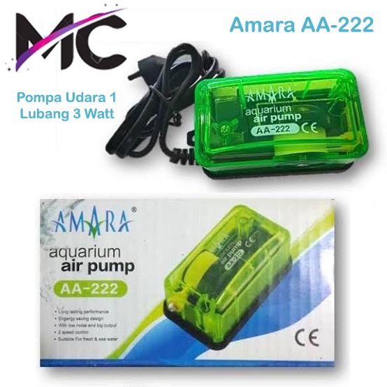 Aerator Aquarium 1 Lubang Amara AA 222 Pompa Udara Gelembung Oksigen Hidroponik Airator Pump Aksesoris Ikan Murah