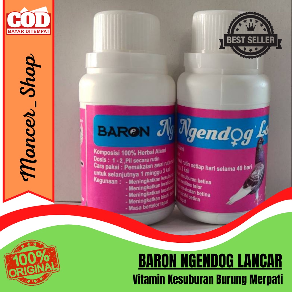Vitamin Burung Baron Ngendog Lancar isi 100 pil Vitamin Obat Nelur Burung Merpati Vitamin Burung Unt