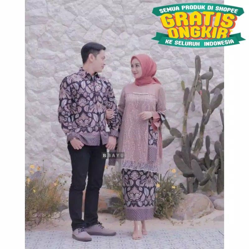 BAJU COUPLE KEBAYA BROKAT KONDANGAN TUNANGAN KAPEL AKITA WIDBATIK UWIKBATIK