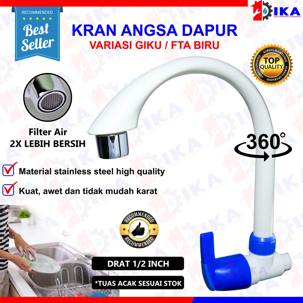 Kran Angsa Dapur Cuci Piring FTA - 1/2 Inch - High Quality / Kran Angsa Dapur Keran Cuci Piring Sink PVC Plastik Engkol Mahkota Merk FTA CAB IKA - OFFICIAL