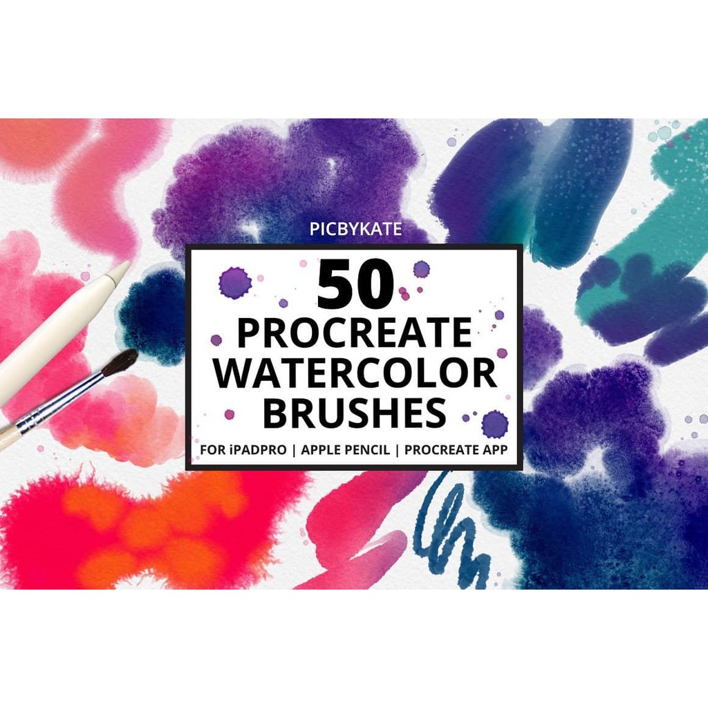 Procreate Brush - 50 Procreate Watercolor Brushes