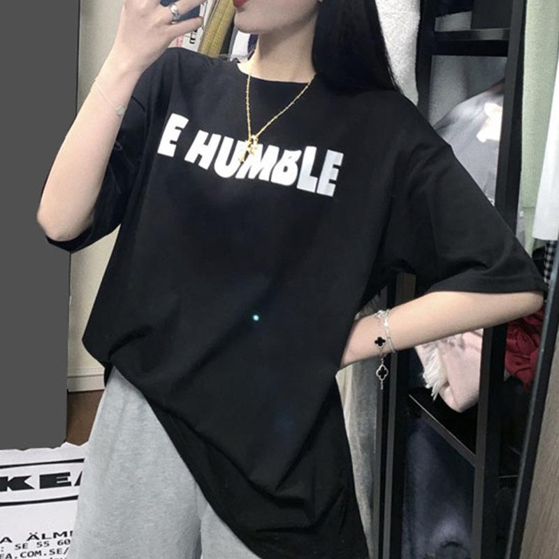 [THISTLE] Tshirt Oversize Wanita Lengan Pendek Motif Be Humble - 100% Import