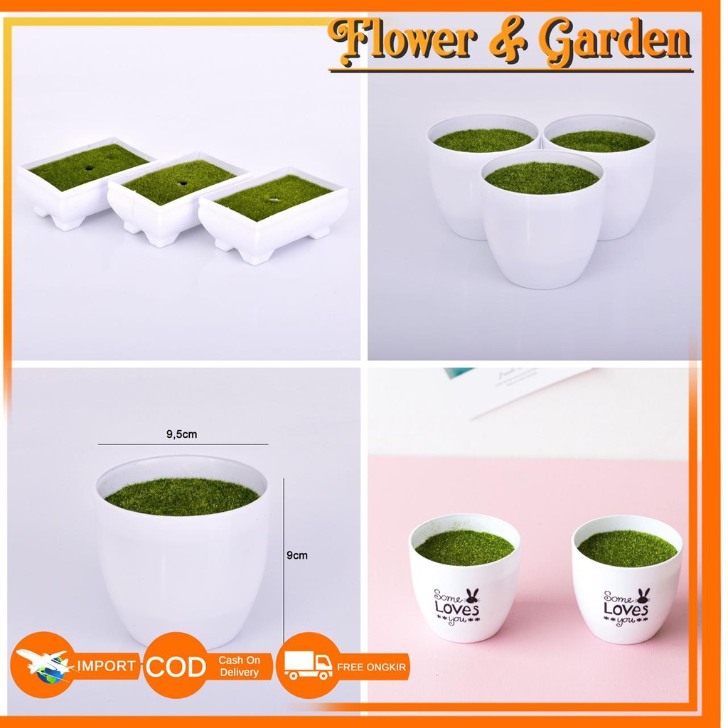 COD / F&G POT BUNGA PLASTIK MODEL BULAT PETAK LOVE WARNA PUTIH P9991
