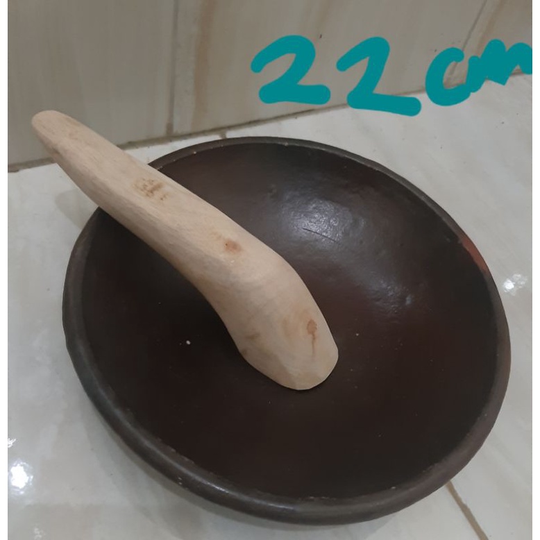 Cobek Tanah Liat Platinum (Hitam) diameter 22cm