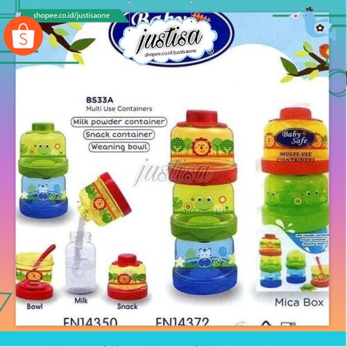 Promo !! Baby Safe Multi Use Container Susu Bubuk BS33A / Babysafe Tempat Susu Formula Serba guna