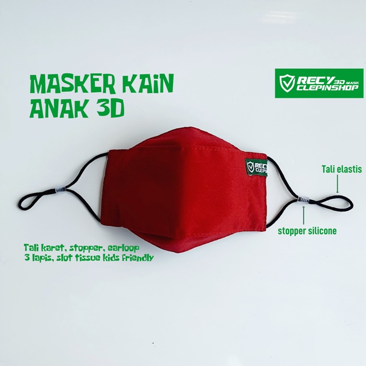 MASKER SEKOLAH ANAK 3D 3LAPIS EARLOOP STOPPER