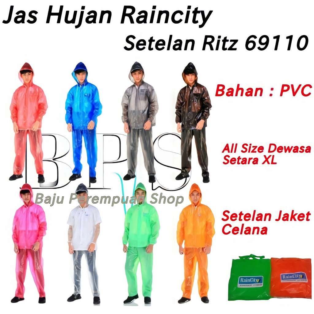 Jas Hujan Raincity 69110/Raincoat Jas Ujan Setelan Ritz 69110/Mantel Mantol Raincity Ritz 69110 Stelan Dewasa Cewek Cowok