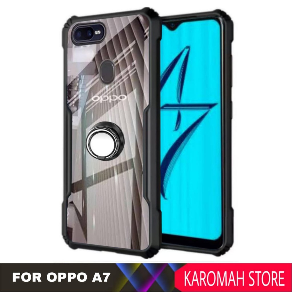 Hard Case Oppo A7 New Edition Casing Transparant - Hitam