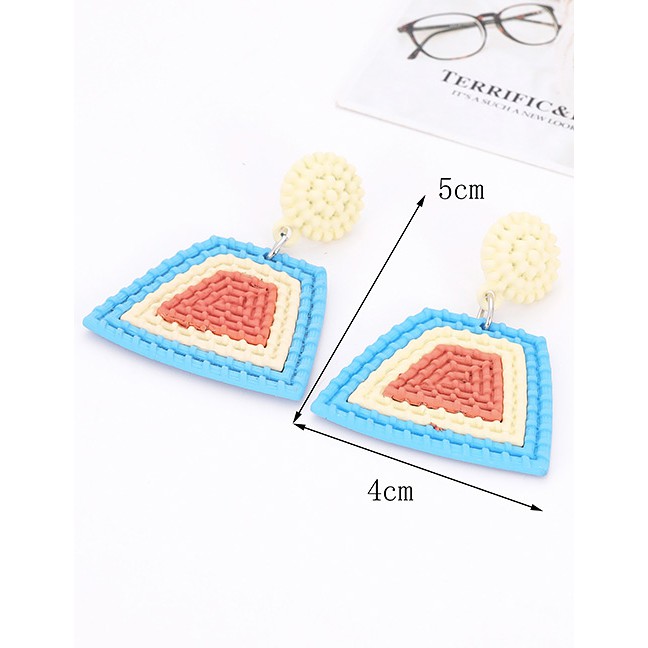 LRC Anting Tusuk Fashion Alloy Geometric Color Matching Earrings F40606