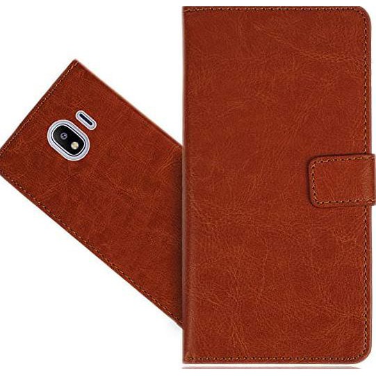 Hari Ini Casing Samsung J4 / J6 / J8 2018 Leather Flip Wallet Dompet Kulit Case - Cokelat, J8 2018