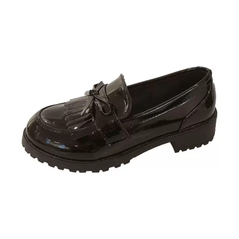 Sepatu Loafers Wanita Black Glosy RWS 0278