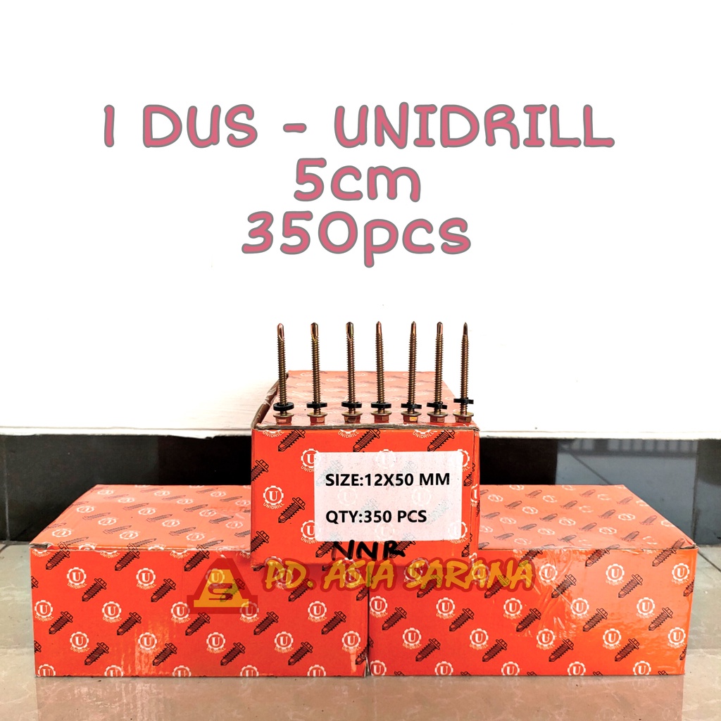 [1 Dus UNIDRILL] Paku Roofing Kuning 5cm Skrup Holo Baja Sekrup Ruping