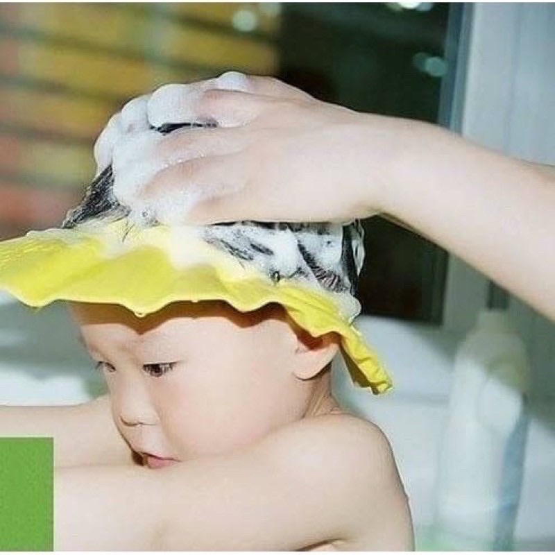 Topi Keramas Anak Bayi + Kancing Penutup Telinga Anti Air Spons Lembut