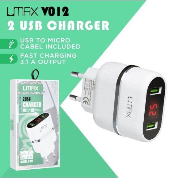 Charger LED UMAX V-012 KABEL USB  MICRO 3.1A Travel 2 USB CHARGE
