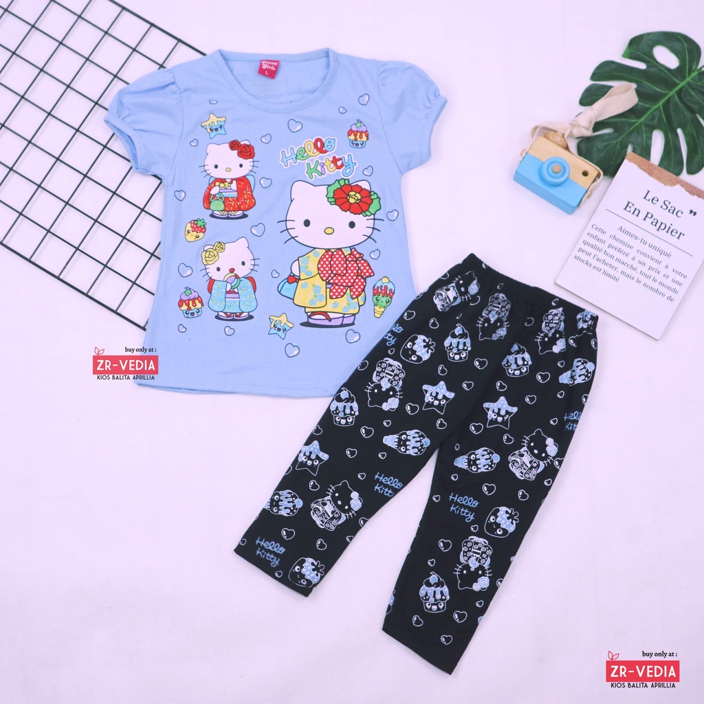 Setelan Hello Katty uk 3-4 Tahun / Baju Anak Perempuan Karakter Murah Celana Legging Panjang Import