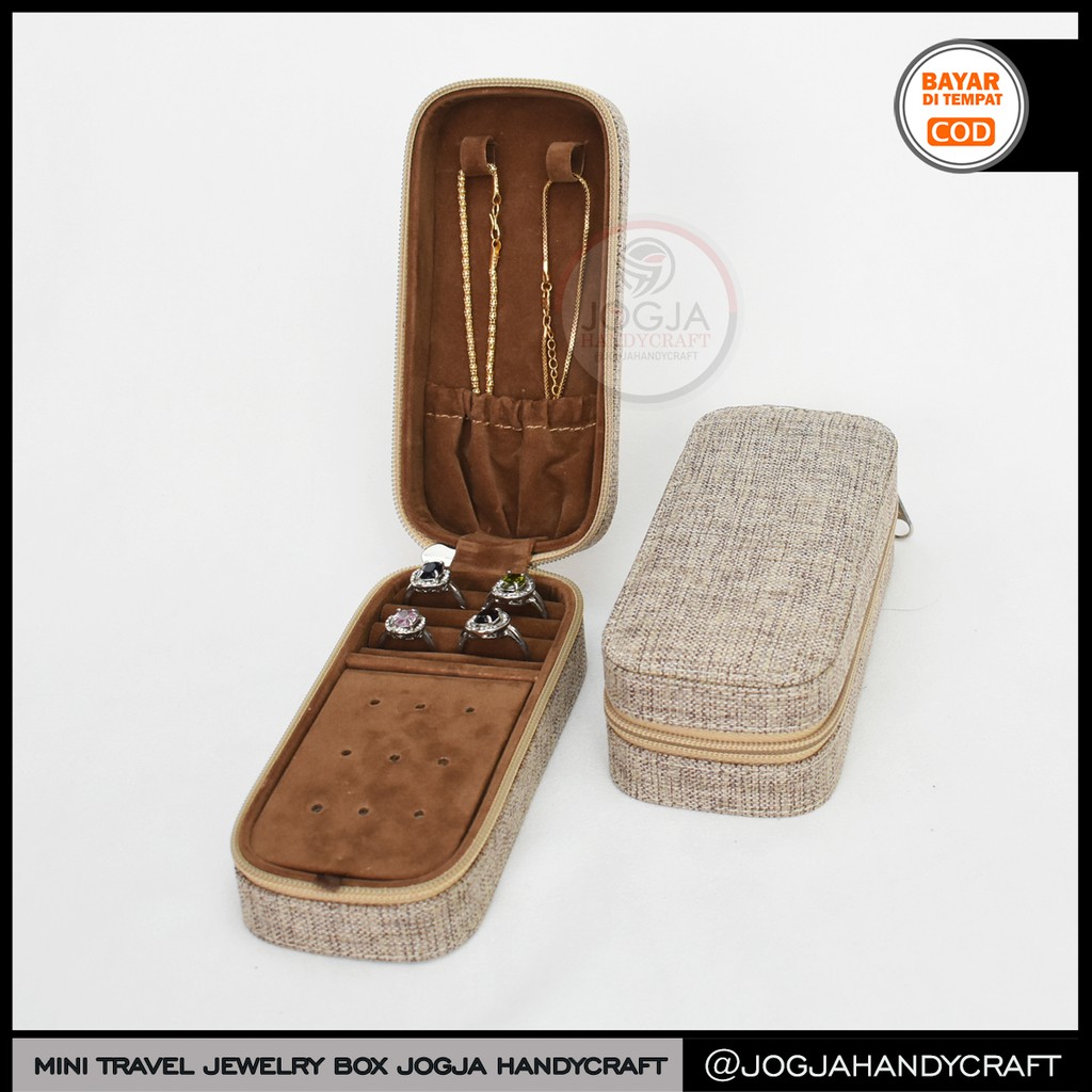 Travel Mini Jewelry Box Tempat Penyimpanan Perhiasan Emas &amp; Aksesoris Kalung, Cincin, Anting, Gelang