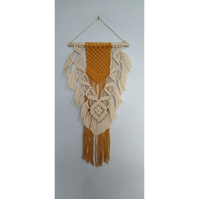 READY STOK) macrame hiasan dinding tengah mustard / macrame wall hanging/ dekorasi rumah