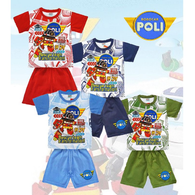 baju setelan rumah anak ROBOCAR POLI