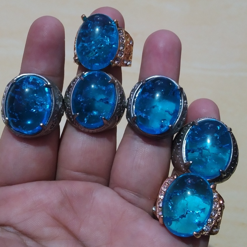 Cincin Batu Akik Pecah Seribu Biru