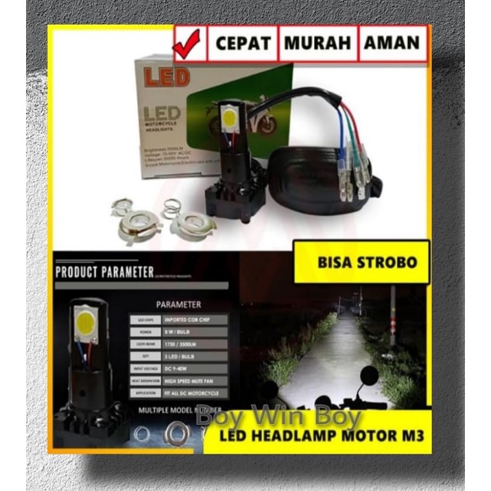 Lampu Motor LED 3 Sisi Mata 3 LED AC/DC Adaptor Strobo Lampu Motor