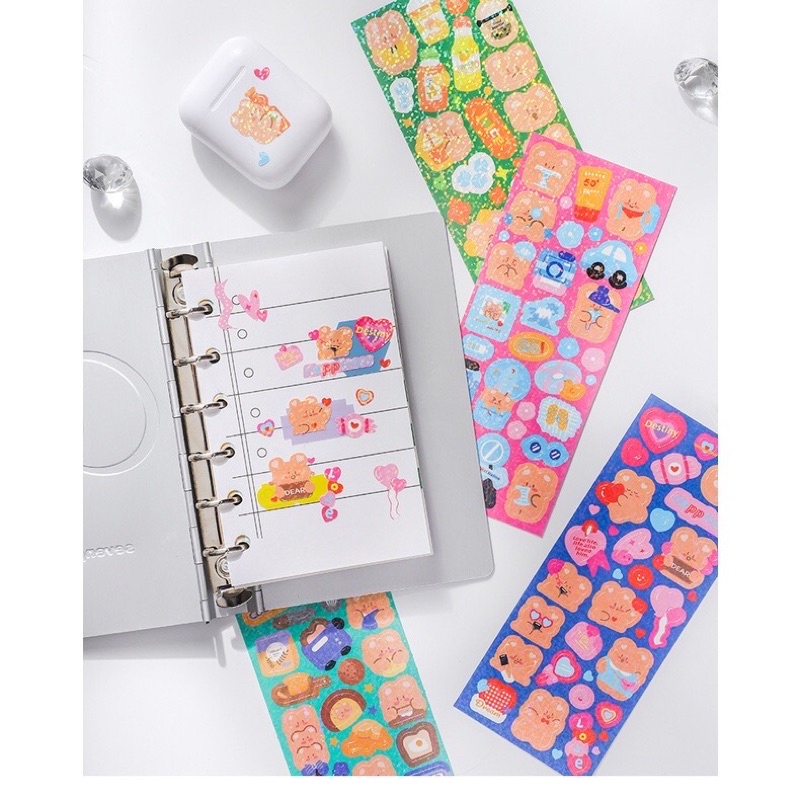 

[2lembar] dudu bear stiker/stiker beruang lucu Korea/stiker decoration scrapbook journal/stiker Photocard binder