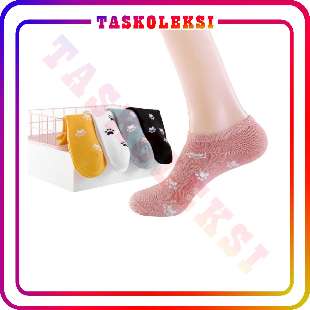 ☛TK☚ Kaos Kaki Wanita Motif jejak kucing Fashion Korea Women Sock Import Murah K018