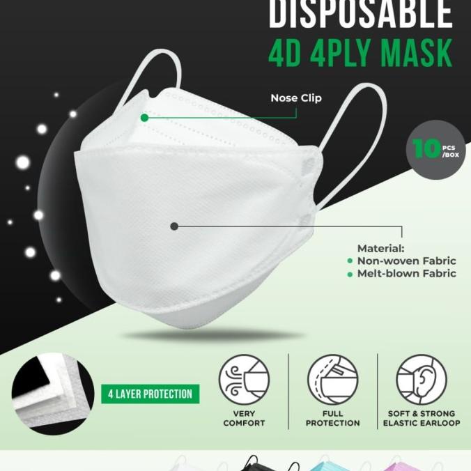 Masker 4D Vpro Premium 4ply 10pcs / masker evo / disposable mask 4 ply 88-swy Segera Dapatkan