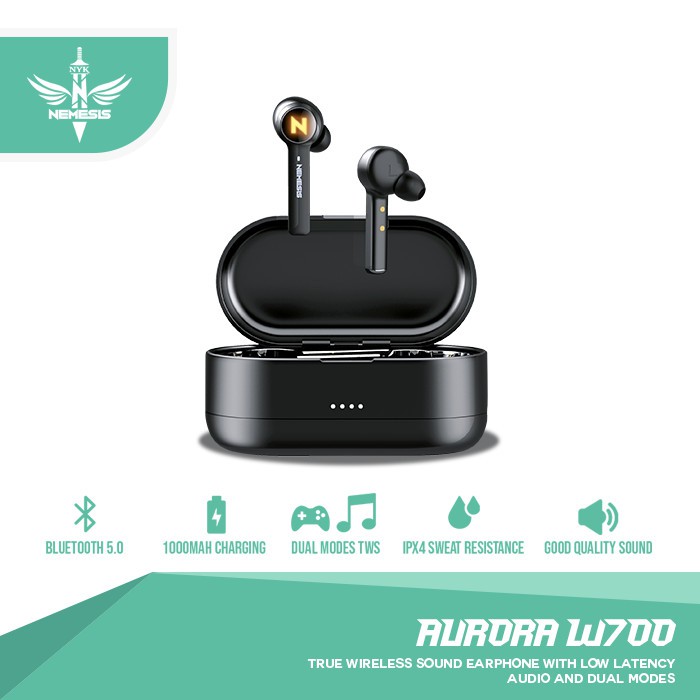 TRUE WIRELESS SOUND EARPHONE GAMING NYK W700 AURORA TWS  Game and Music Dual Modes - Bluetooth 5.0