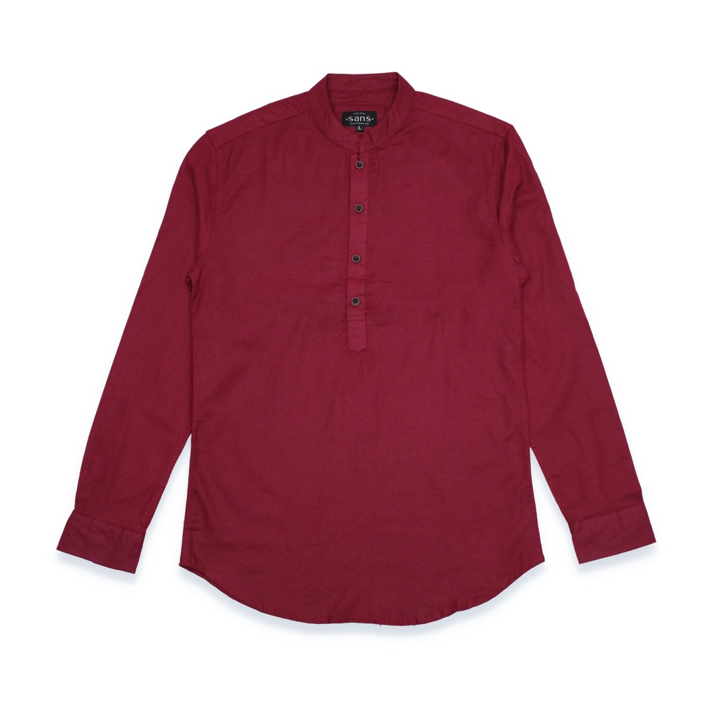 Sanvanina E-1411F Kemeja Lengan Panjang Shanghai Pria Long Koko Basic Maroon