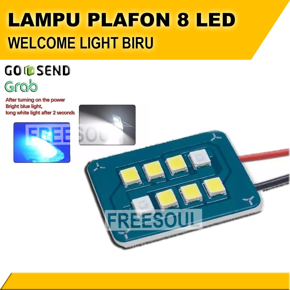 Lampu LED Plafon Kabin Mobil T10 Festoon Ambience Welcome Putih Biru