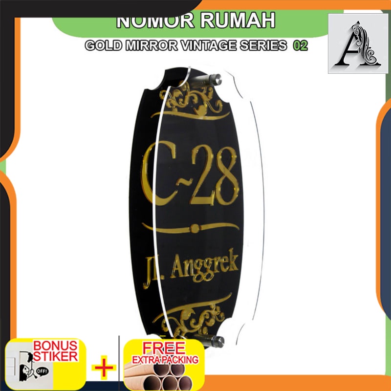 

Promo Nomor Rumah Akrilik Gold Mirror Vintage Series 02