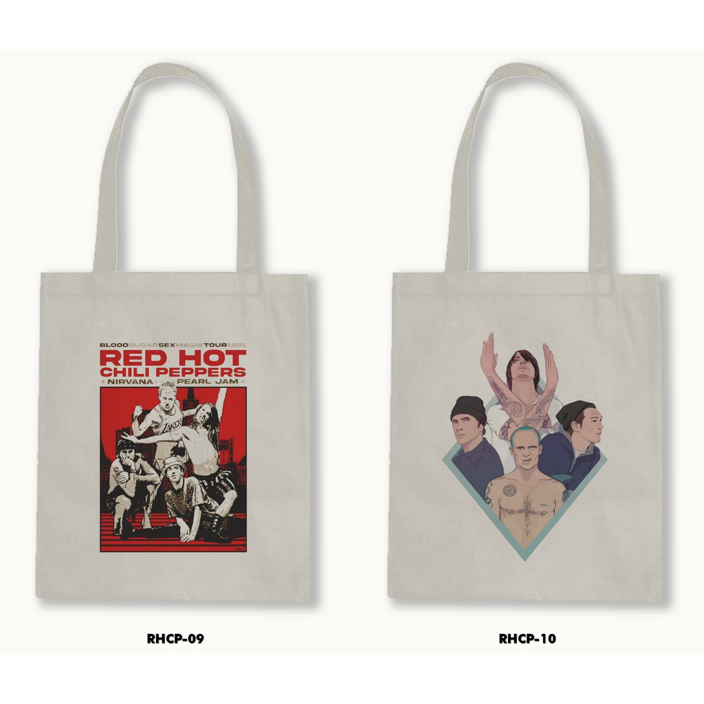 Tas Tote Bag Resleting Kanvas/Blacu  - Rhcp/Red Hot Chili Peppers