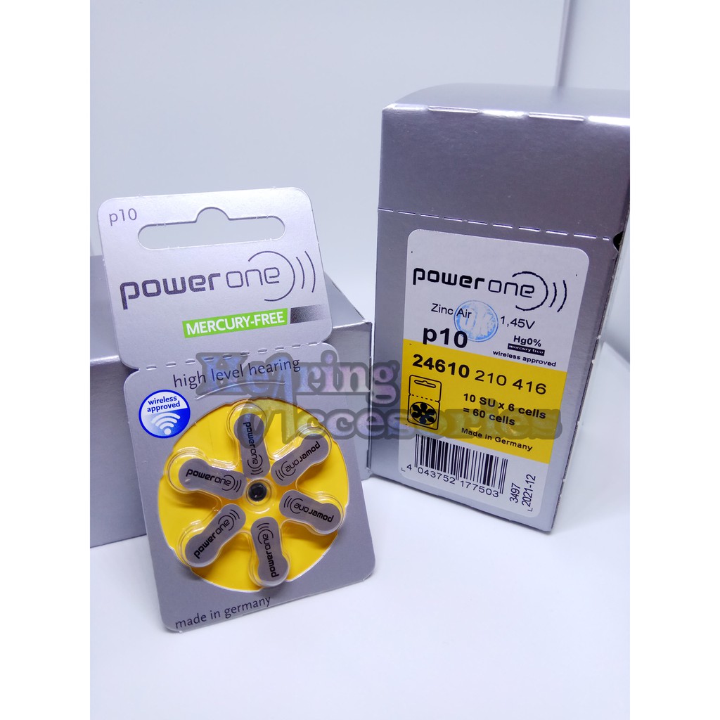 Baterai Alat Bantu Dengar Hearing Aid Battery PowerOne 10 (P10) Mercury-Free