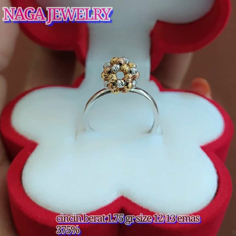 cincin putih emas setengah tua size 12-13