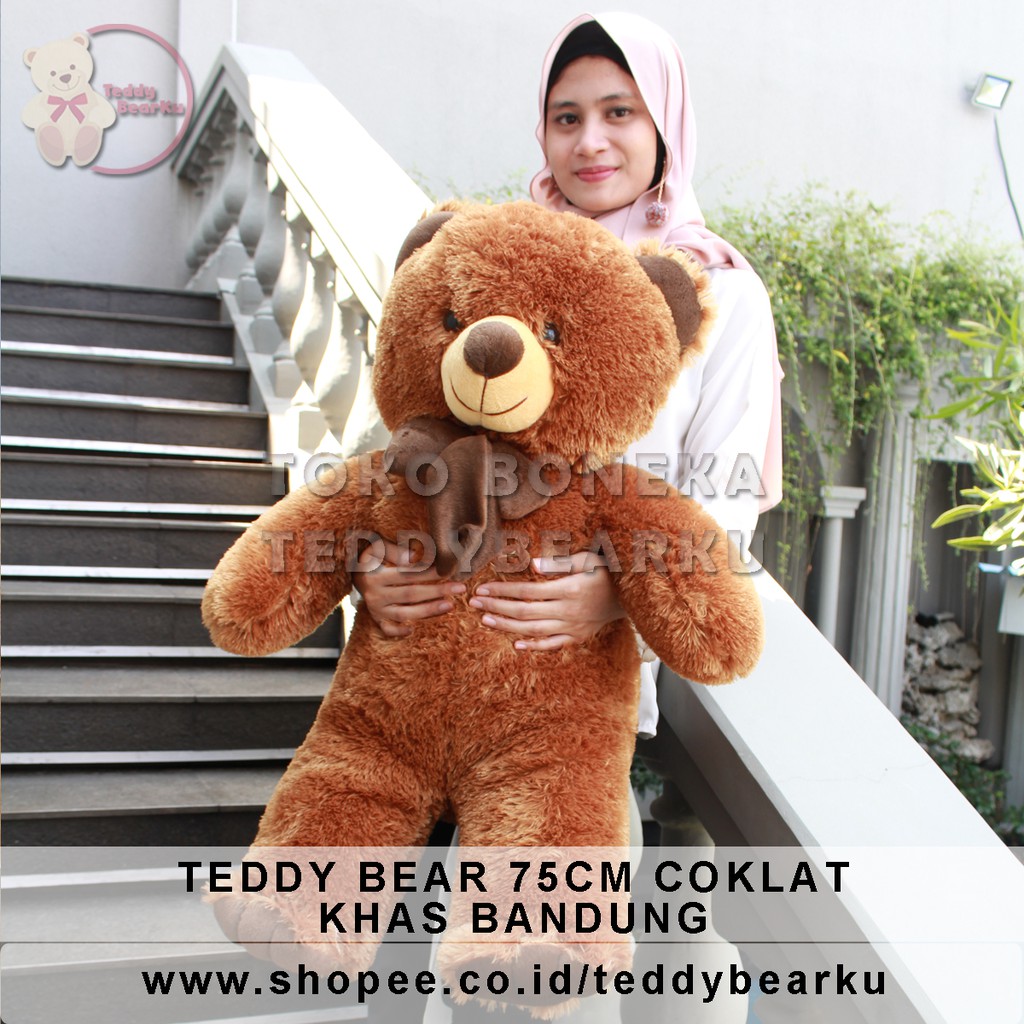 Boneka Teddy Bear Cream &amp; Coklat XL 75CM Khas Bandung