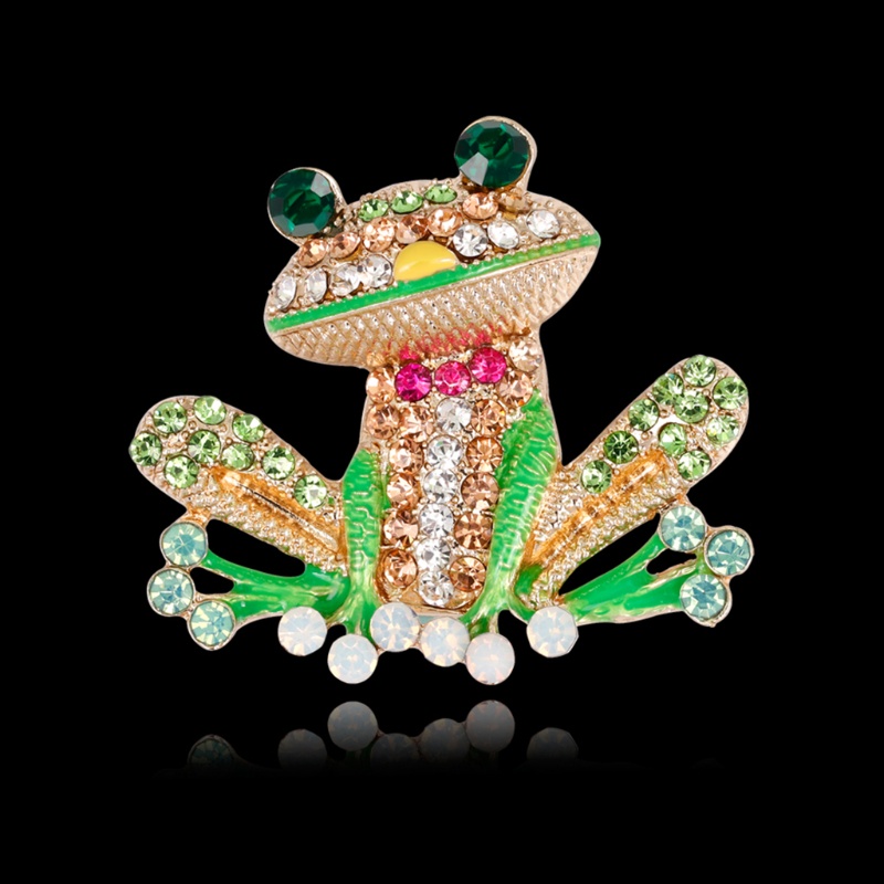 SIY  Frog Brooch Pins For Women Men Jewelry Costume Gifts Enamel Rhinestone Colorful