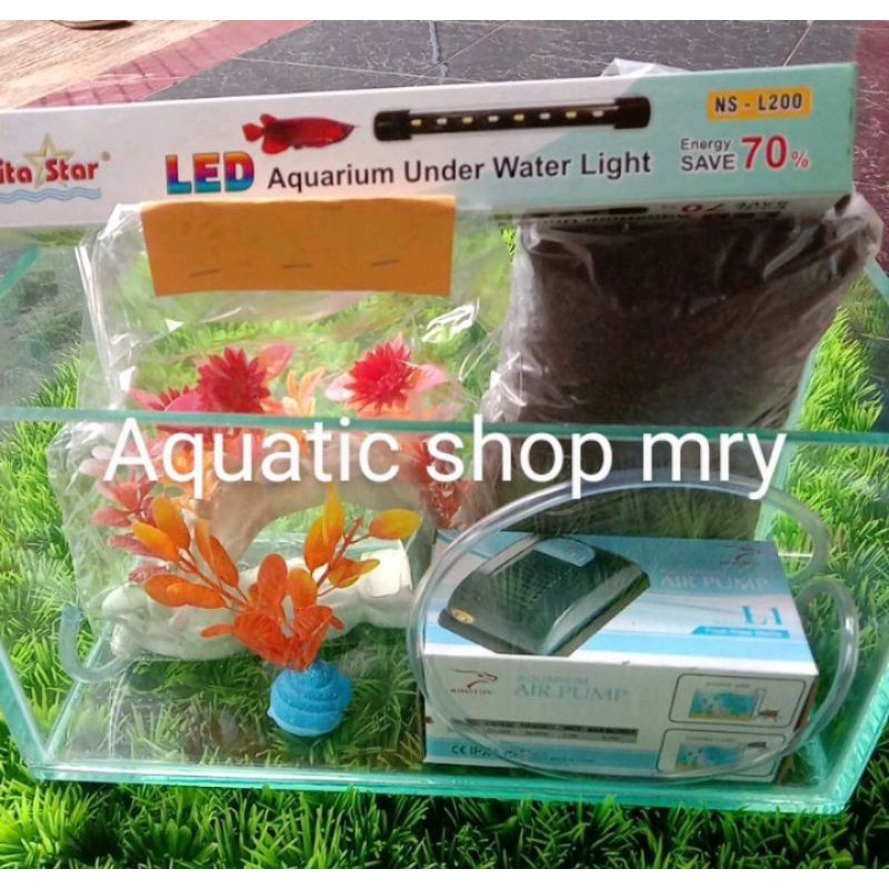 Aquarium 30x15x15 paket lampu