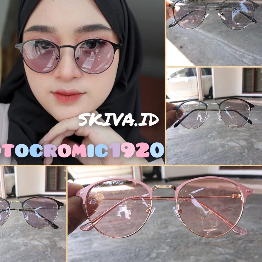 Kacamata Pocromic Anti Radiasi Sinar UV Kacamata Gaya Wanita Pria Korean Photocromic Plus Fotocromic